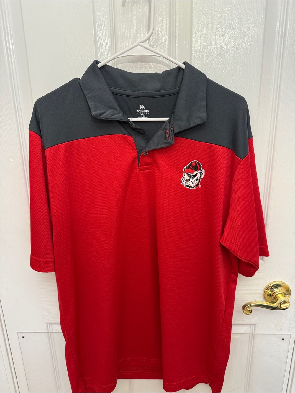 UGA Knights Apparel Red and Black Short-Sleeve Polo with Mascot Patch